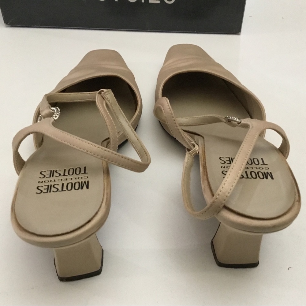 Mootsies Tootsies 11M Geisha Champagne Satin 3.25” Heels - CZ Buckles - Wedding - Picture 7 of 10